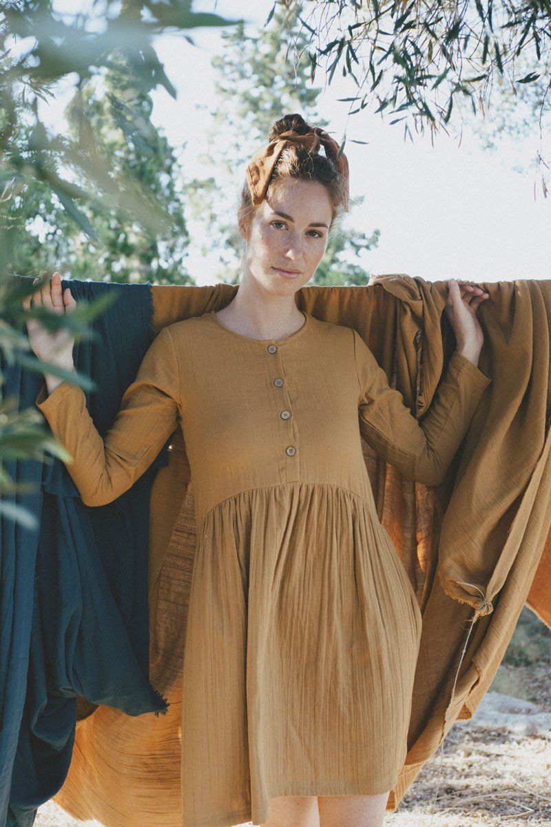 Sahar short dress in mustard - Imagen 2