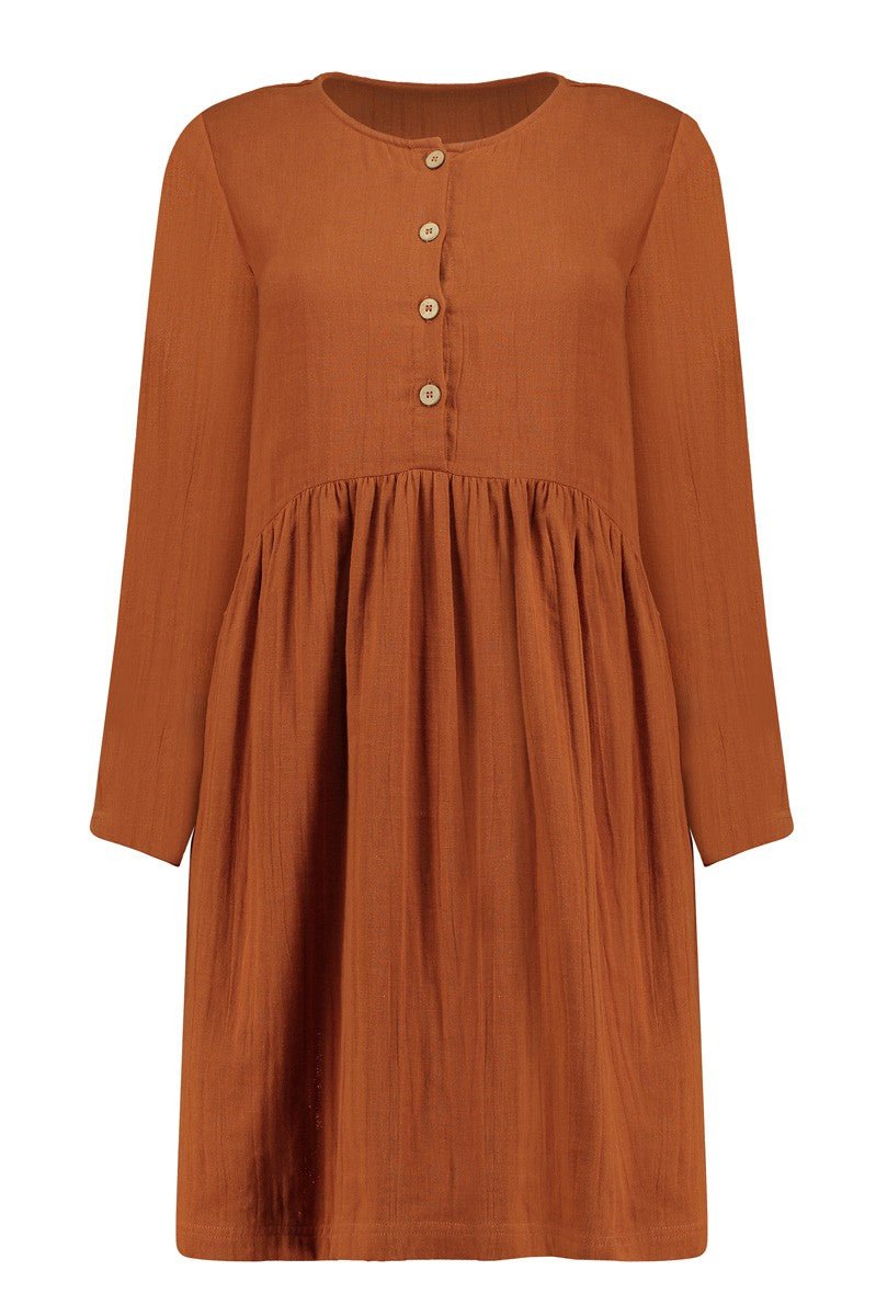 Sahar short dress in terracotta