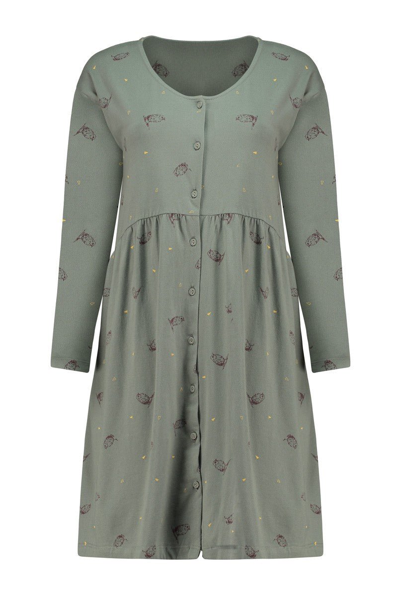 Selma dropped shoulders V-neckline dress in green