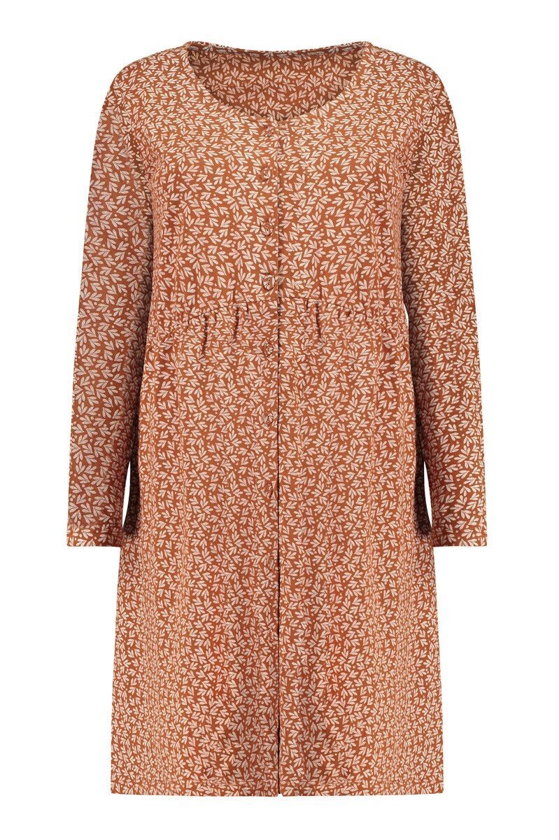 Selma dropped shoulders V-neckline dress in terracotta