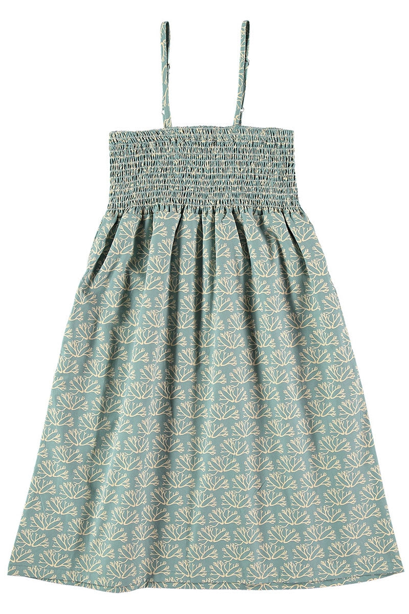 Smocked dress in blue