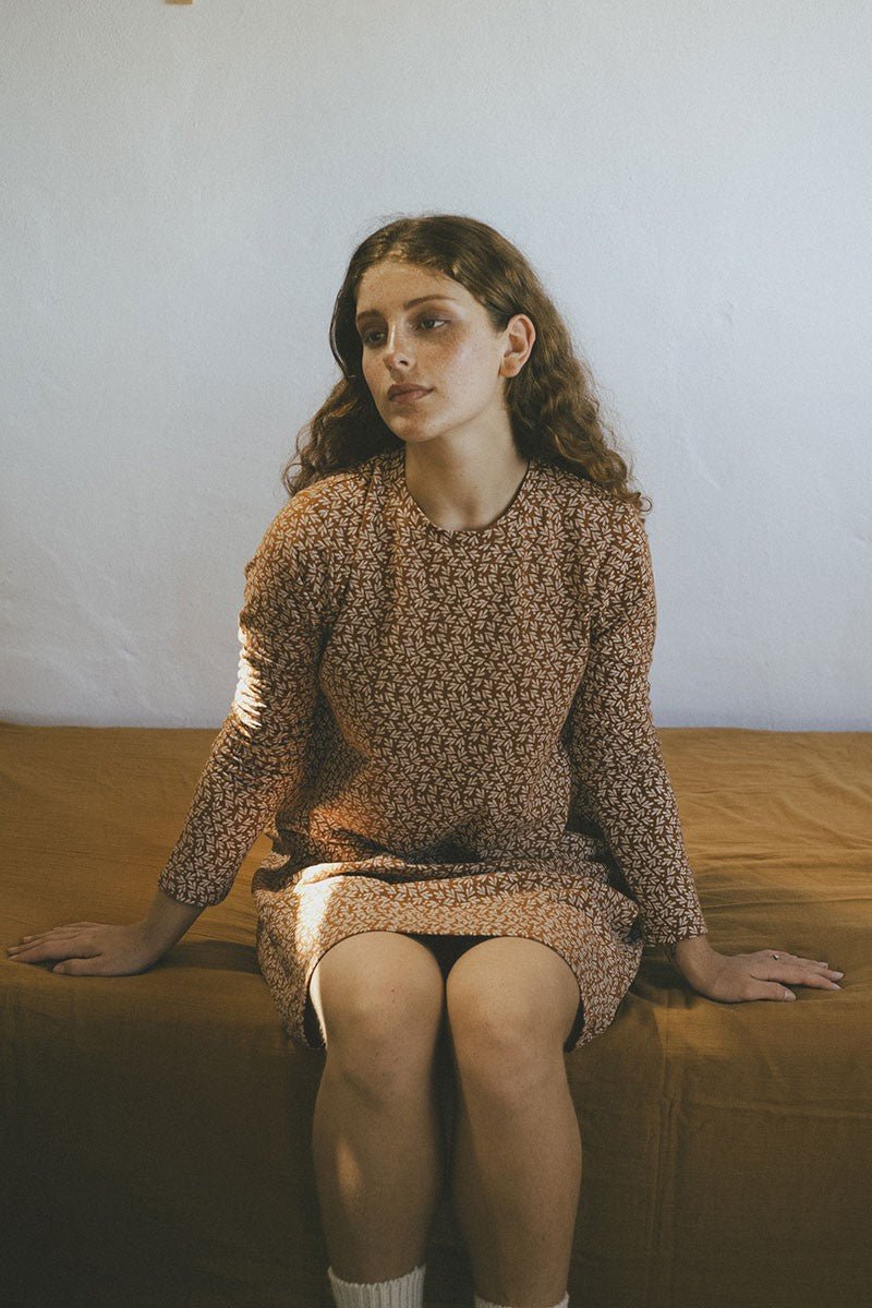 Sol evasé cut dress in terracotta