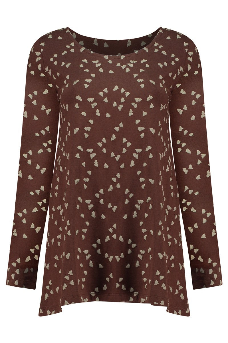 Suny evasé blouse in brown