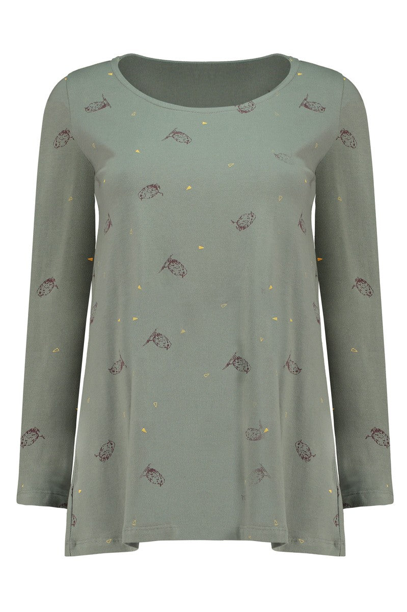 Suny evasé blouse in green