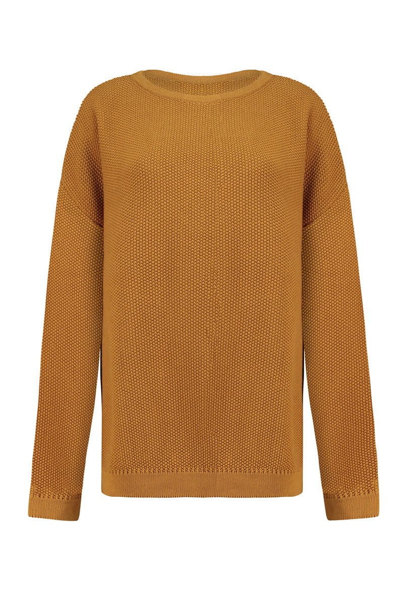 Suri knitted long jumper in mustard