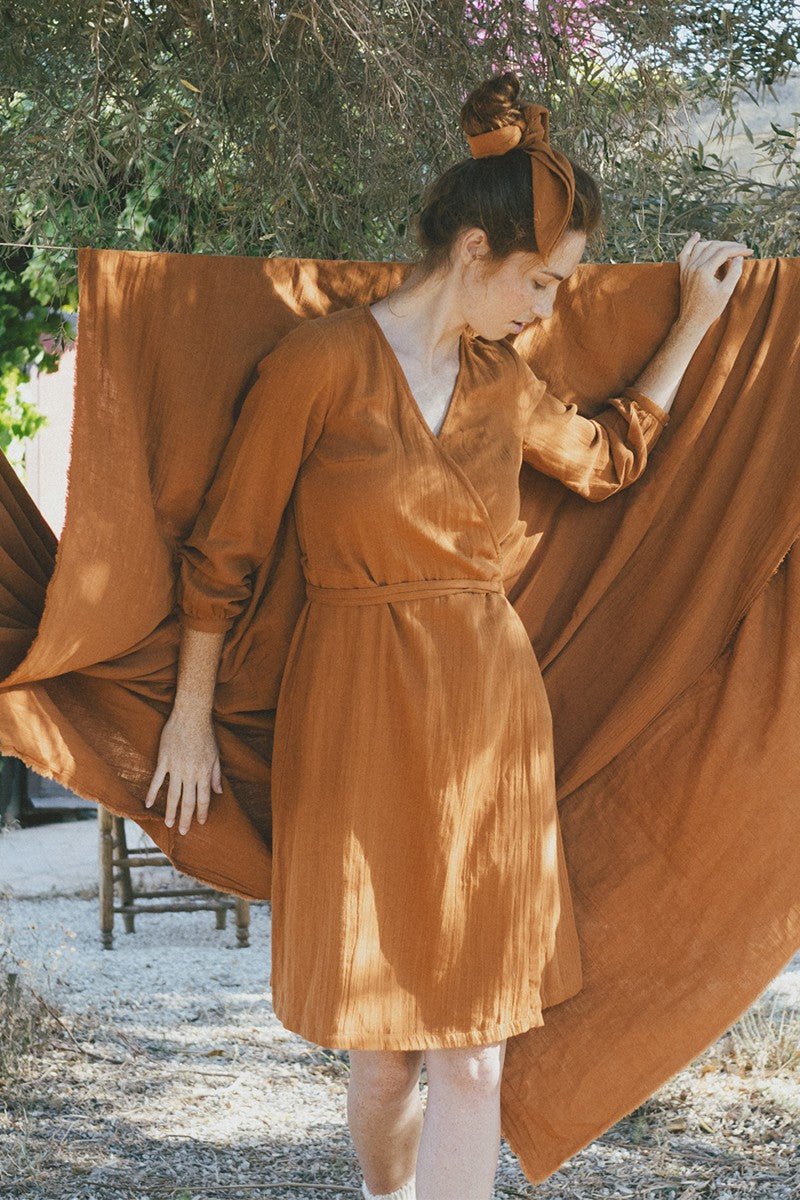 Susana Crossover dress in terracotta