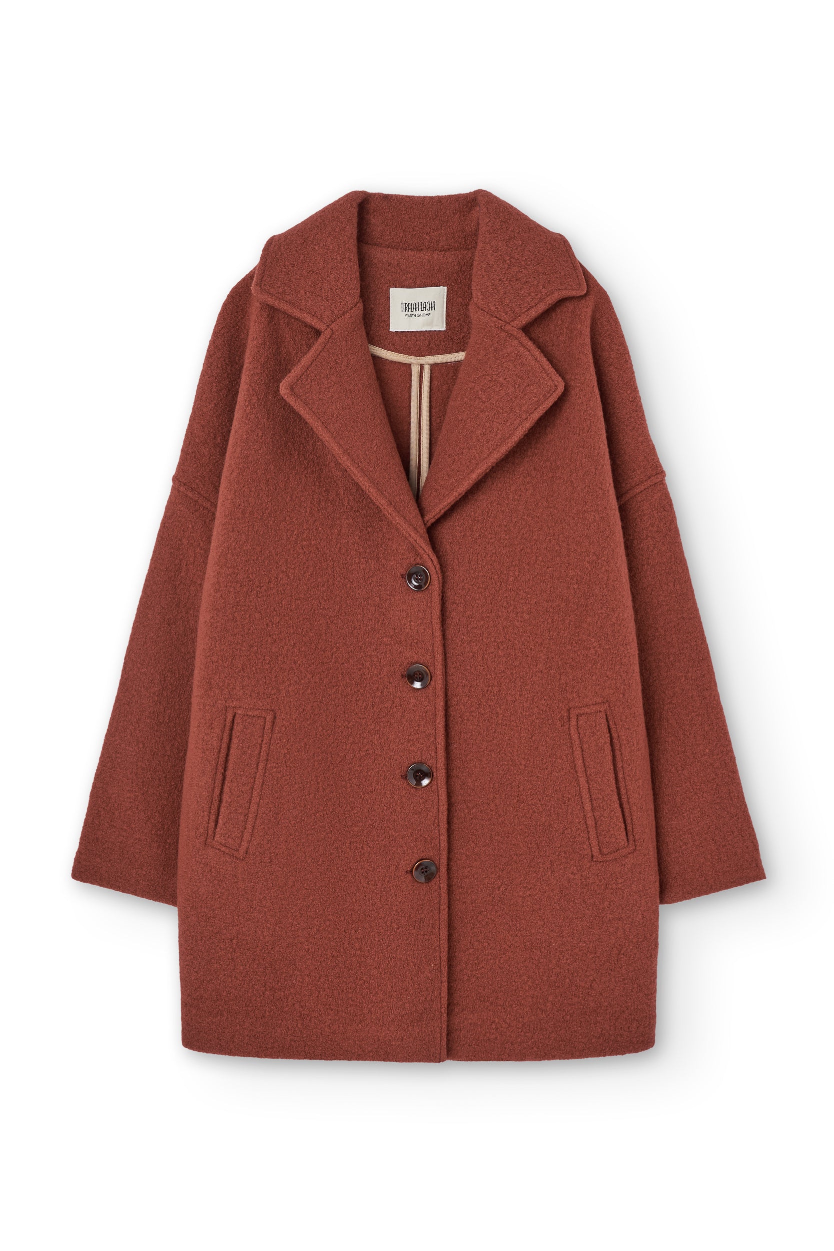 Tad Chunky Wool Coat in Poppy Red