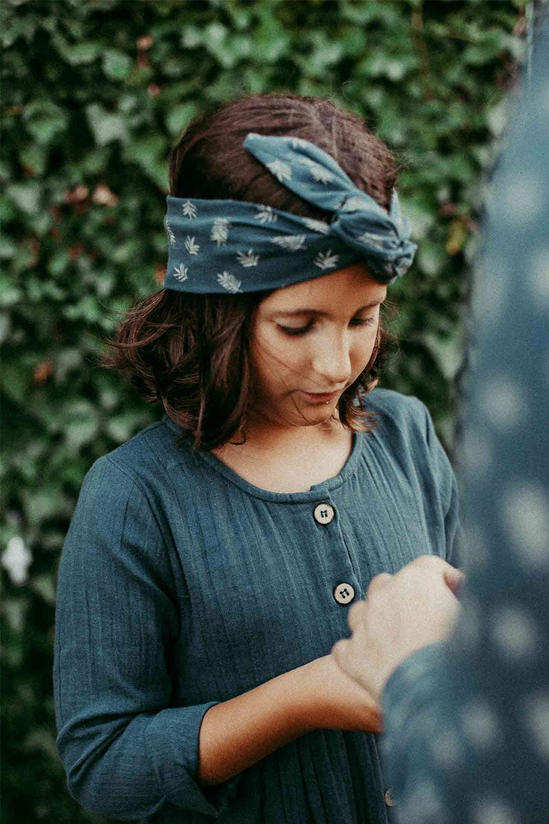 Turbante hojas azul