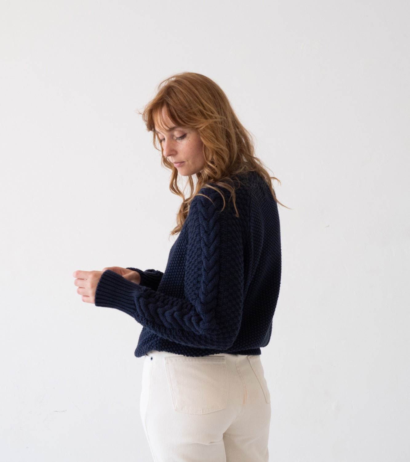 Turner Sweater Organic Cotton in Navy Blue