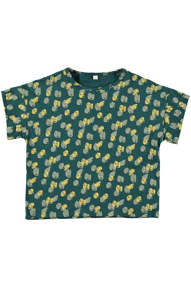 Unisex organic cotton T-shirt Footprints Blue-Green