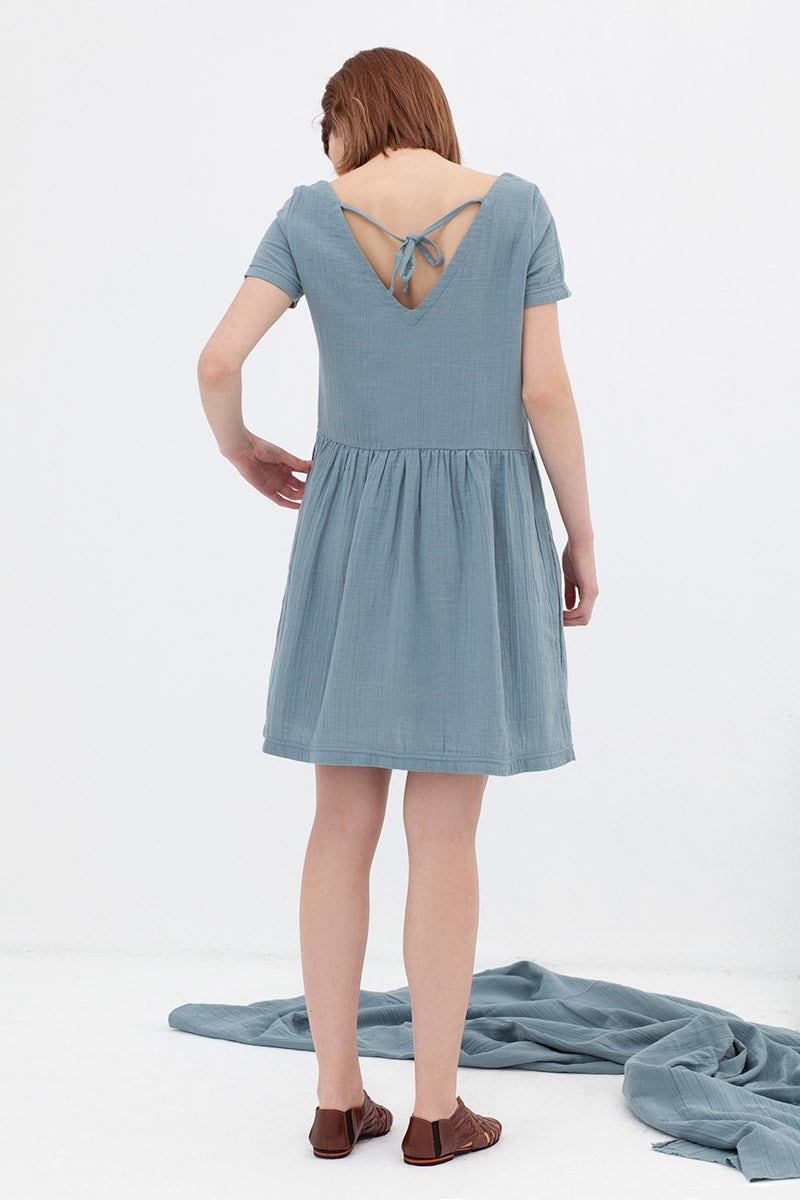 Vestido botones azul Anne