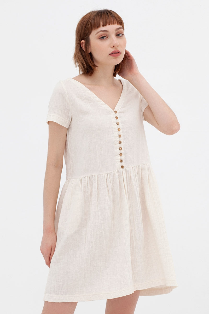 Vestido botones crudo Anne