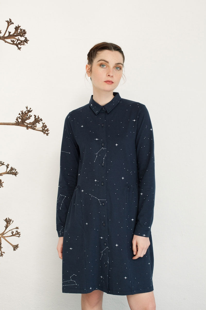 Vestido camisero Naiara  estampado constelaciones.