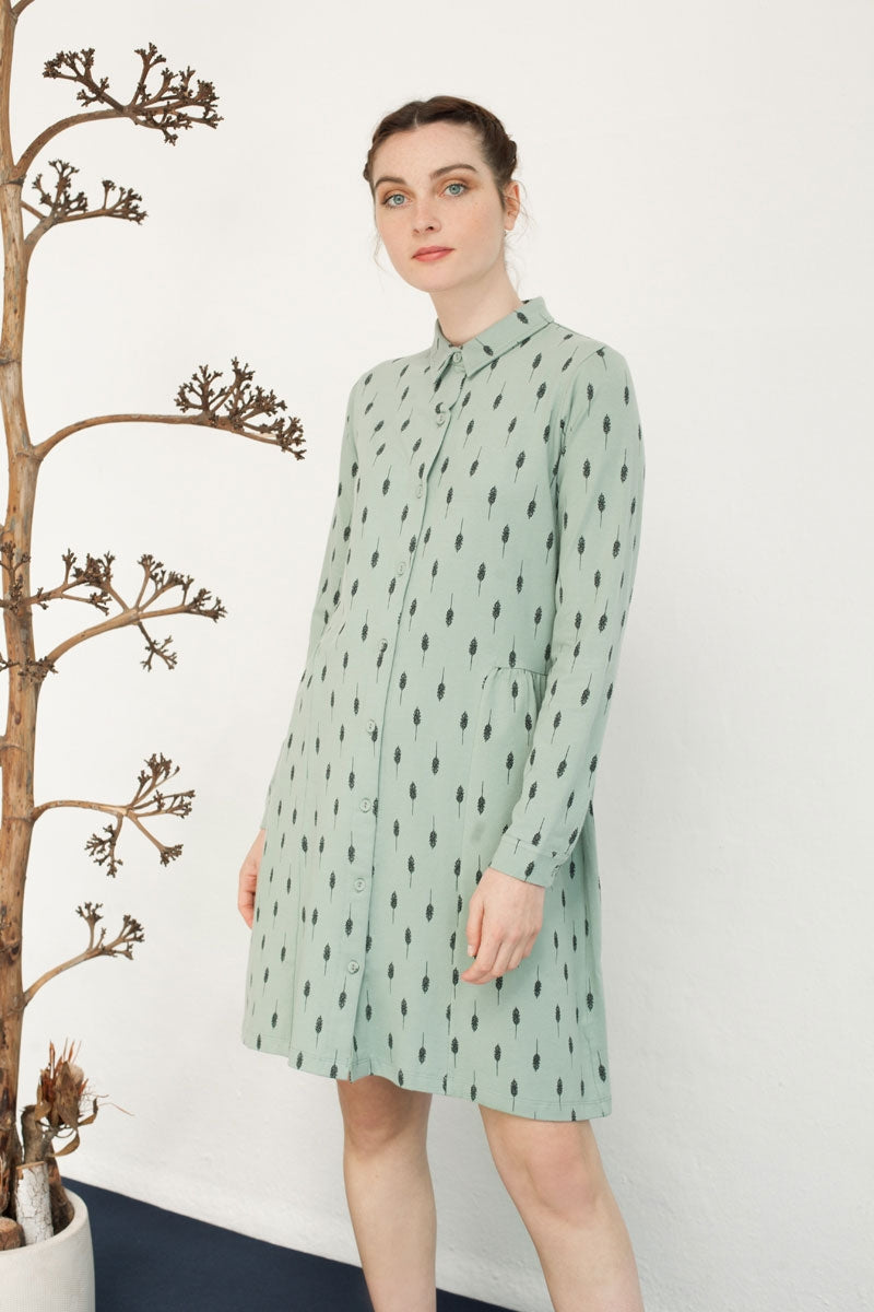 Vestido camisero Naiara  estampado hojas.