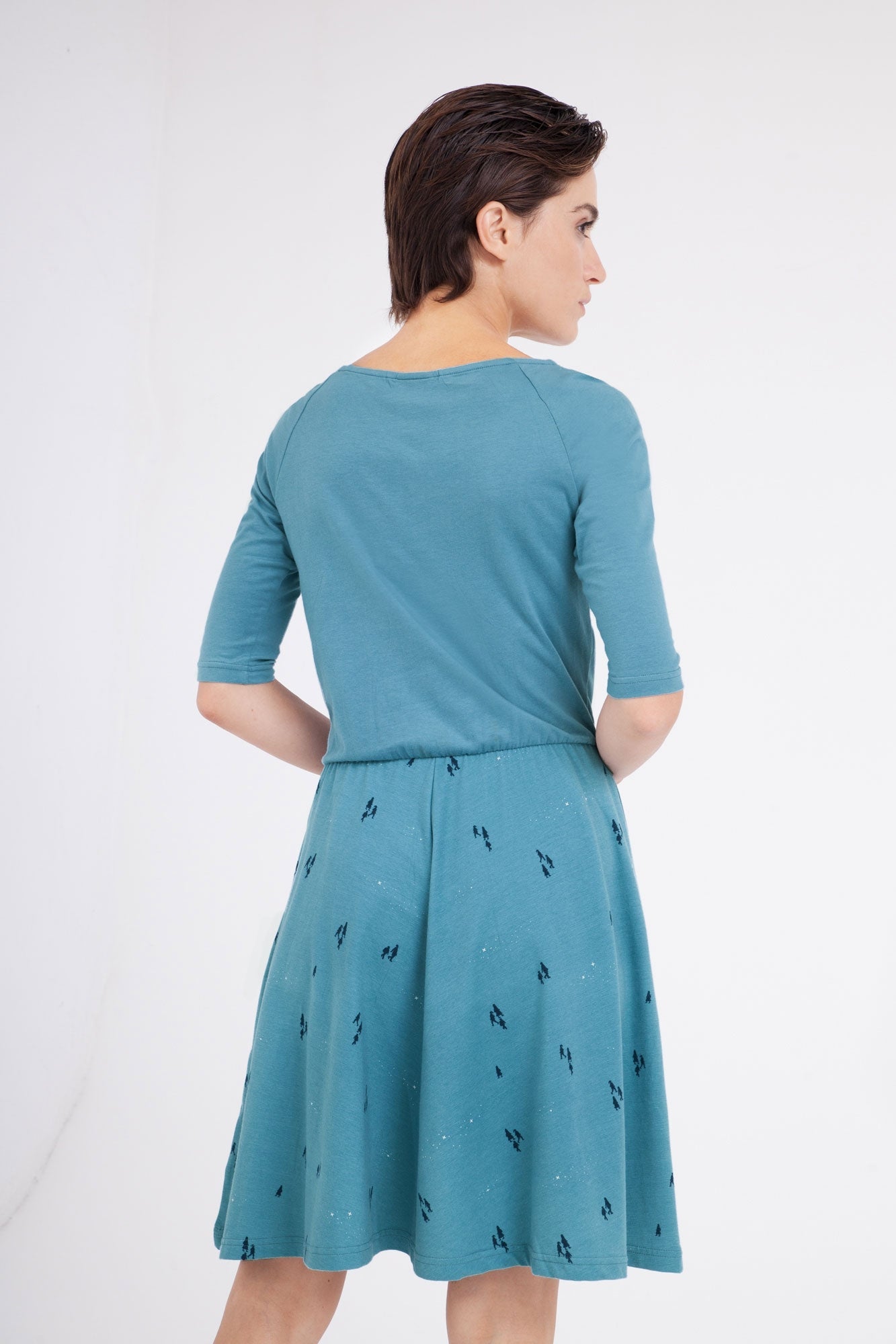 Vestido Carol manga ranglán azul opalo.