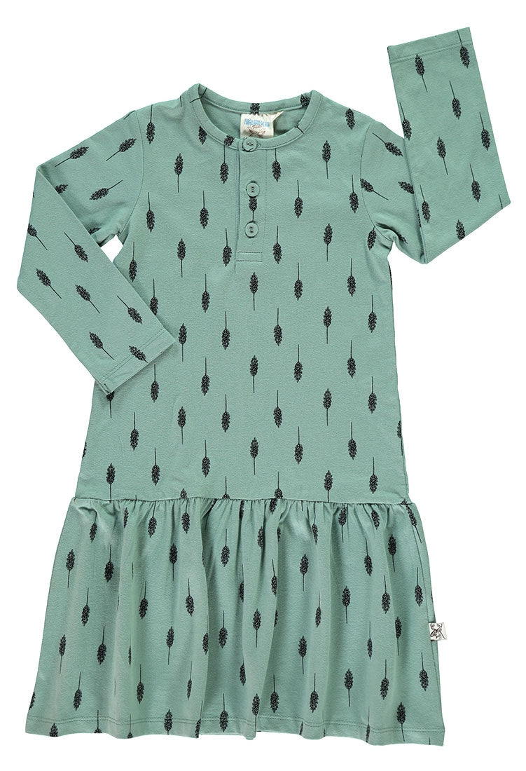 Vestido Charlestón con solapa con estampado hojas