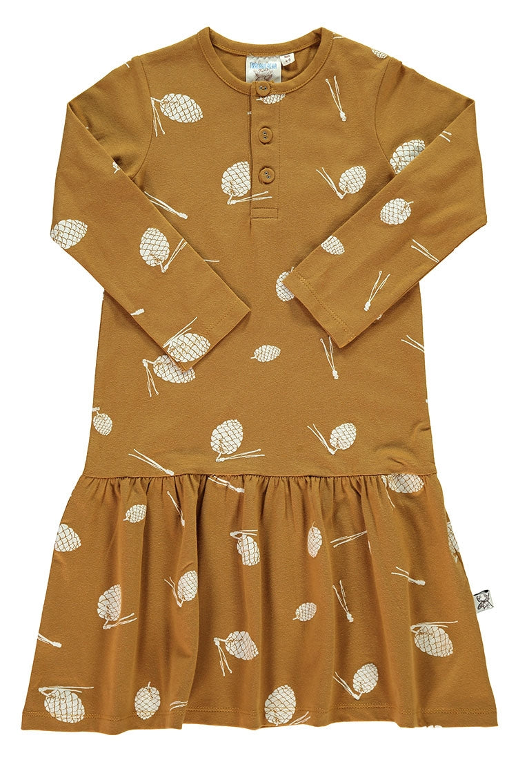 Vestido charlestón con solapa  estampado piñas