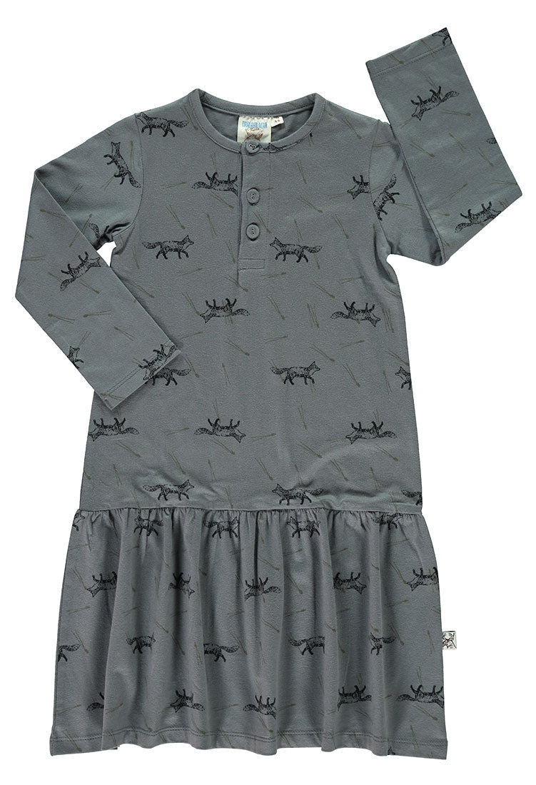 Vestido Charlestón con solapa estampado zorros