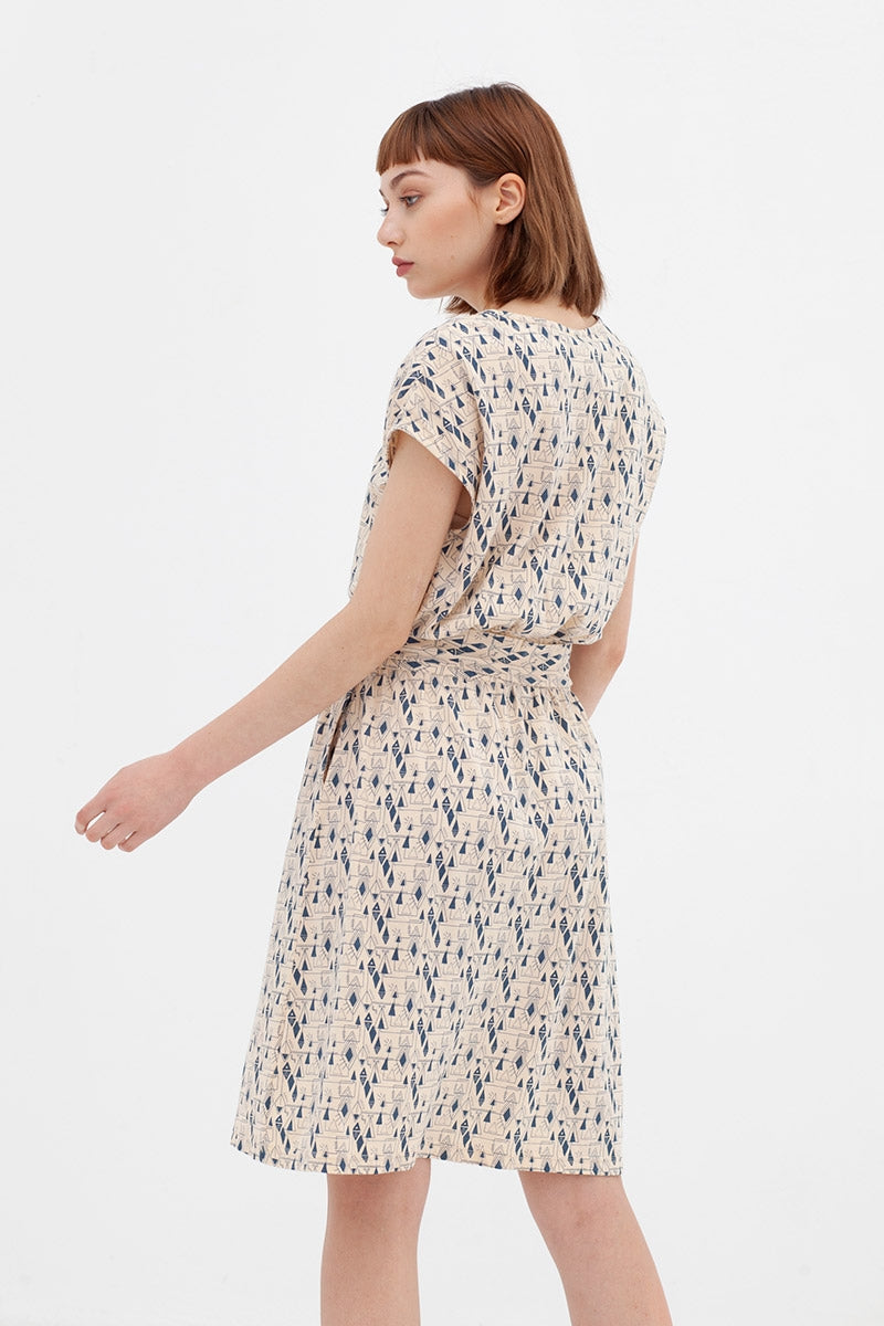 Vestido cinturón ecru-blue Amy