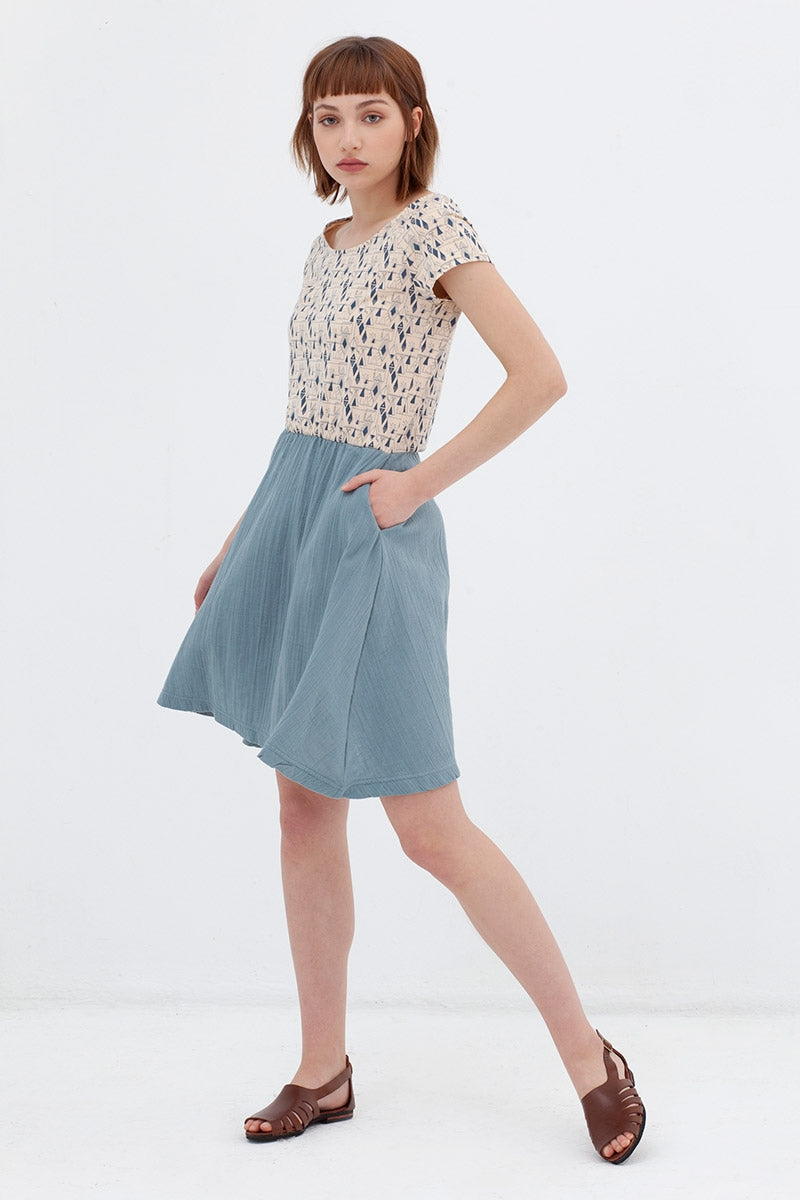 Vestido combinado azul Anaïs - Imagen 2