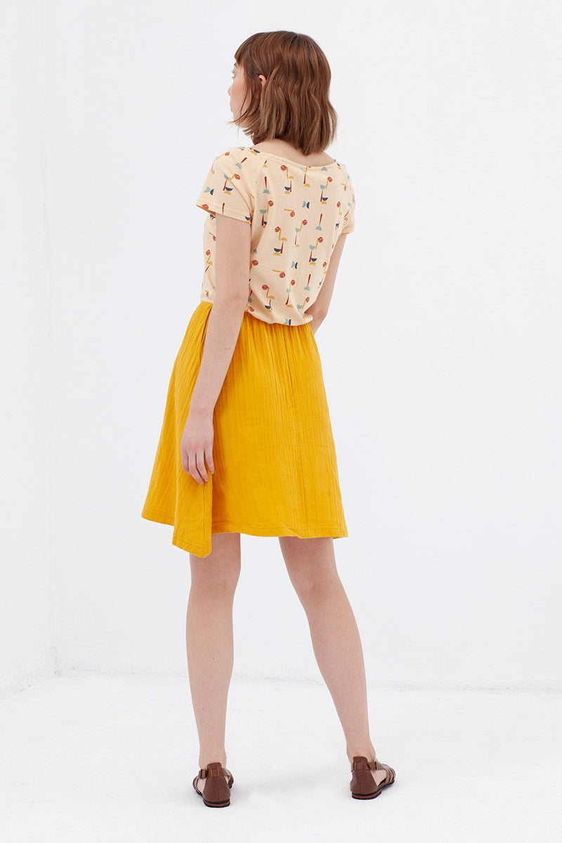 Vestido combinado mostaza Anaïs