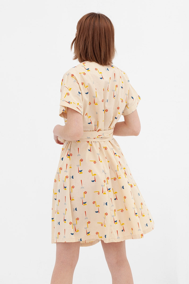 vestido corte japonés abstract print Amaya