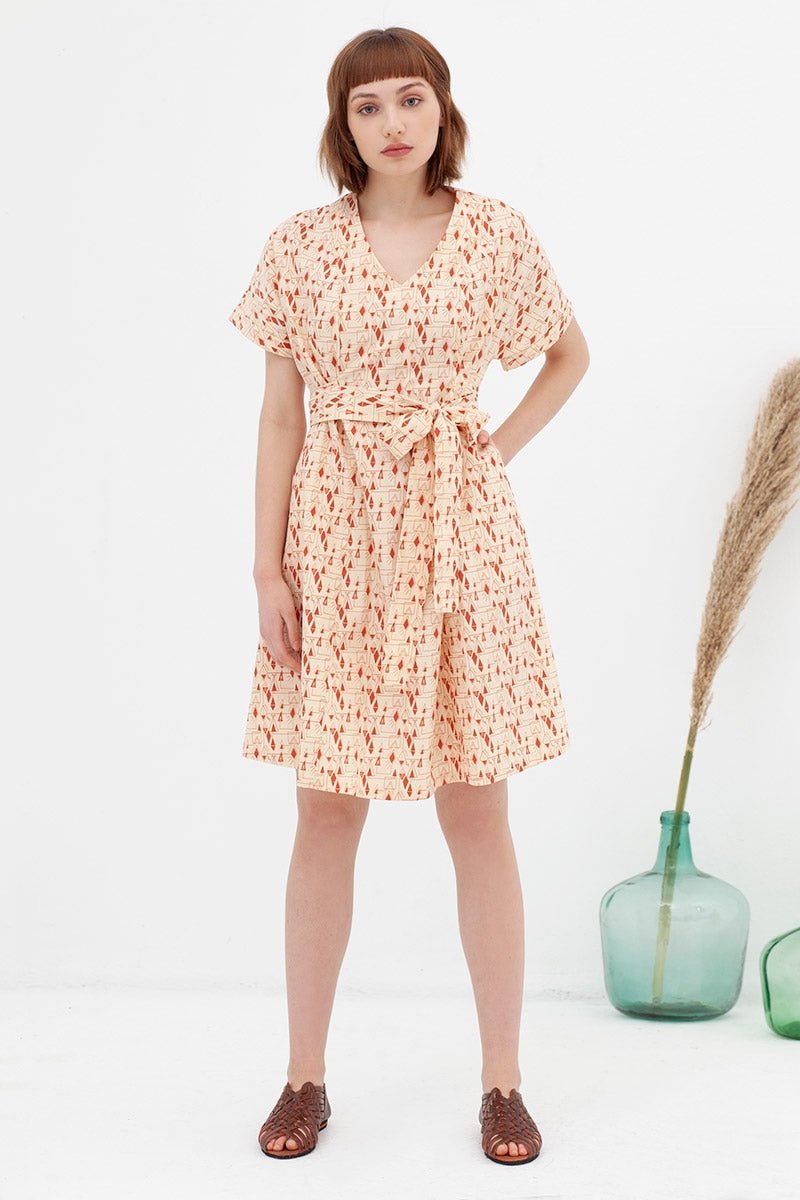 vestido corte japonés teja Amaya