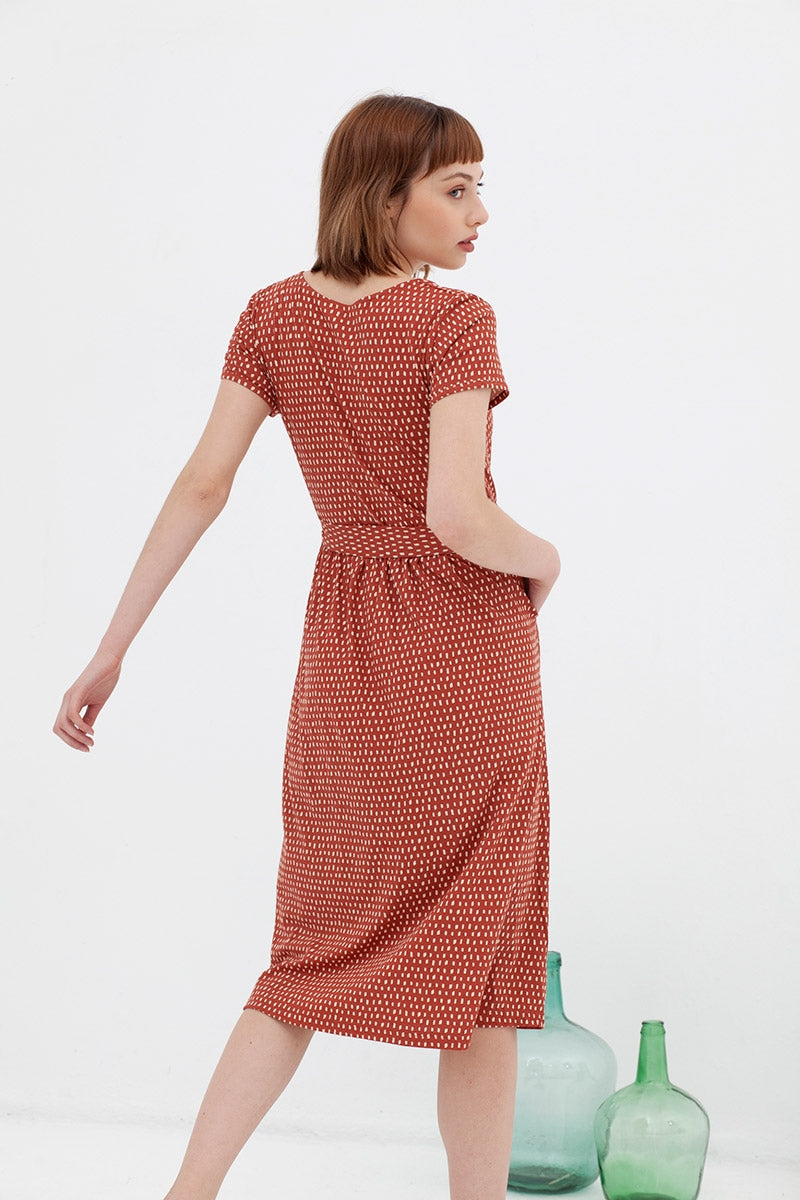 Vestido cruzado teja Amelie