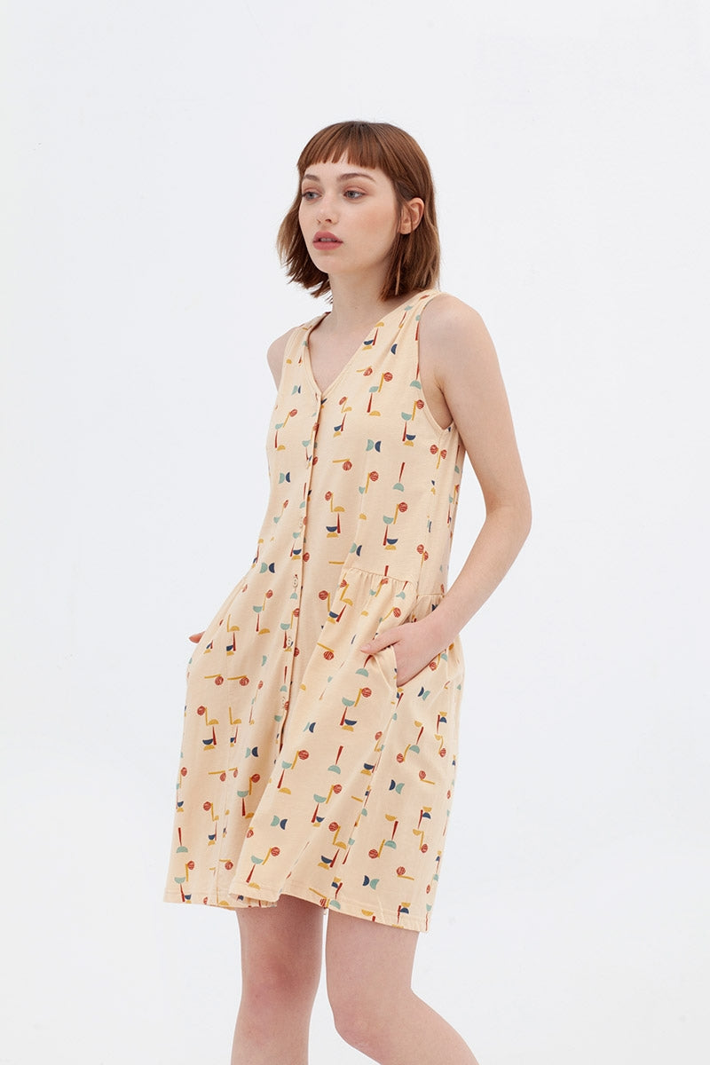 Vestido cuello V abstract print Andrea