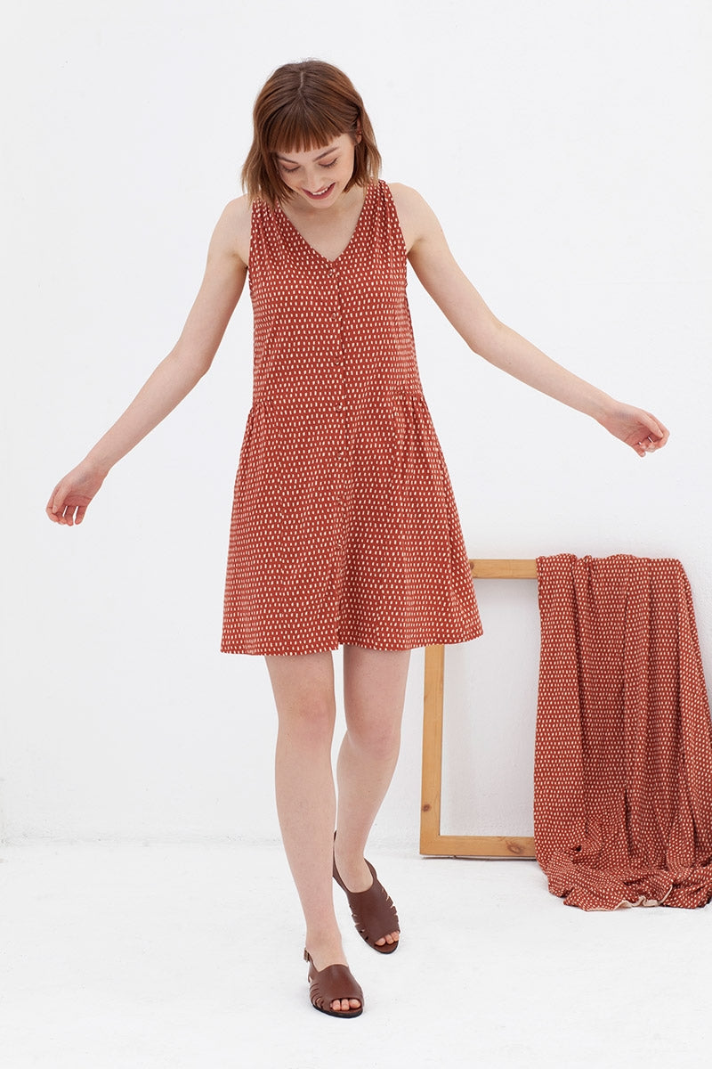 Vestido cuello V teja Andrea