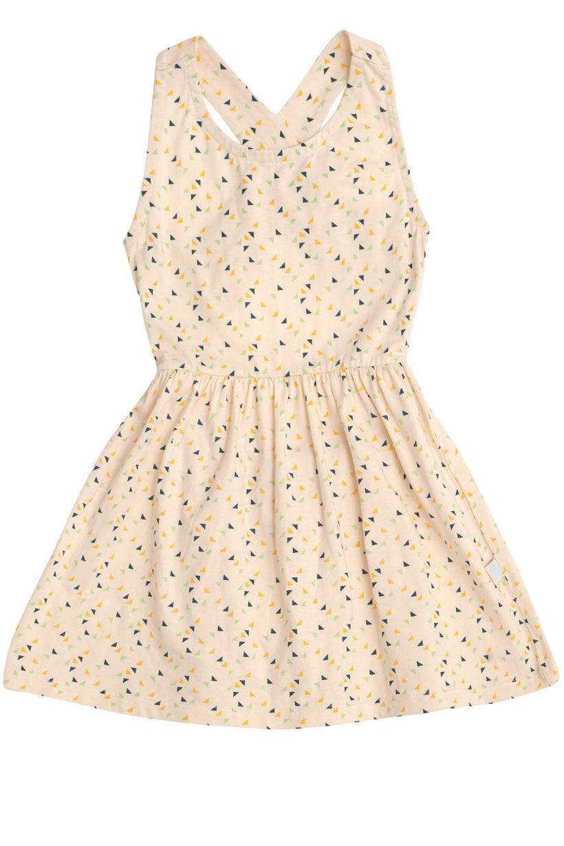 Vestido de tirantes cruzados con estampado de triángulos