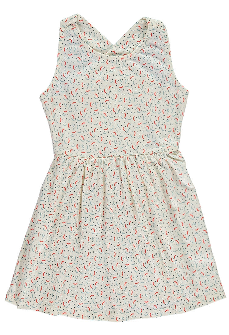 Vestido espalda cruzada con estampado geométrico