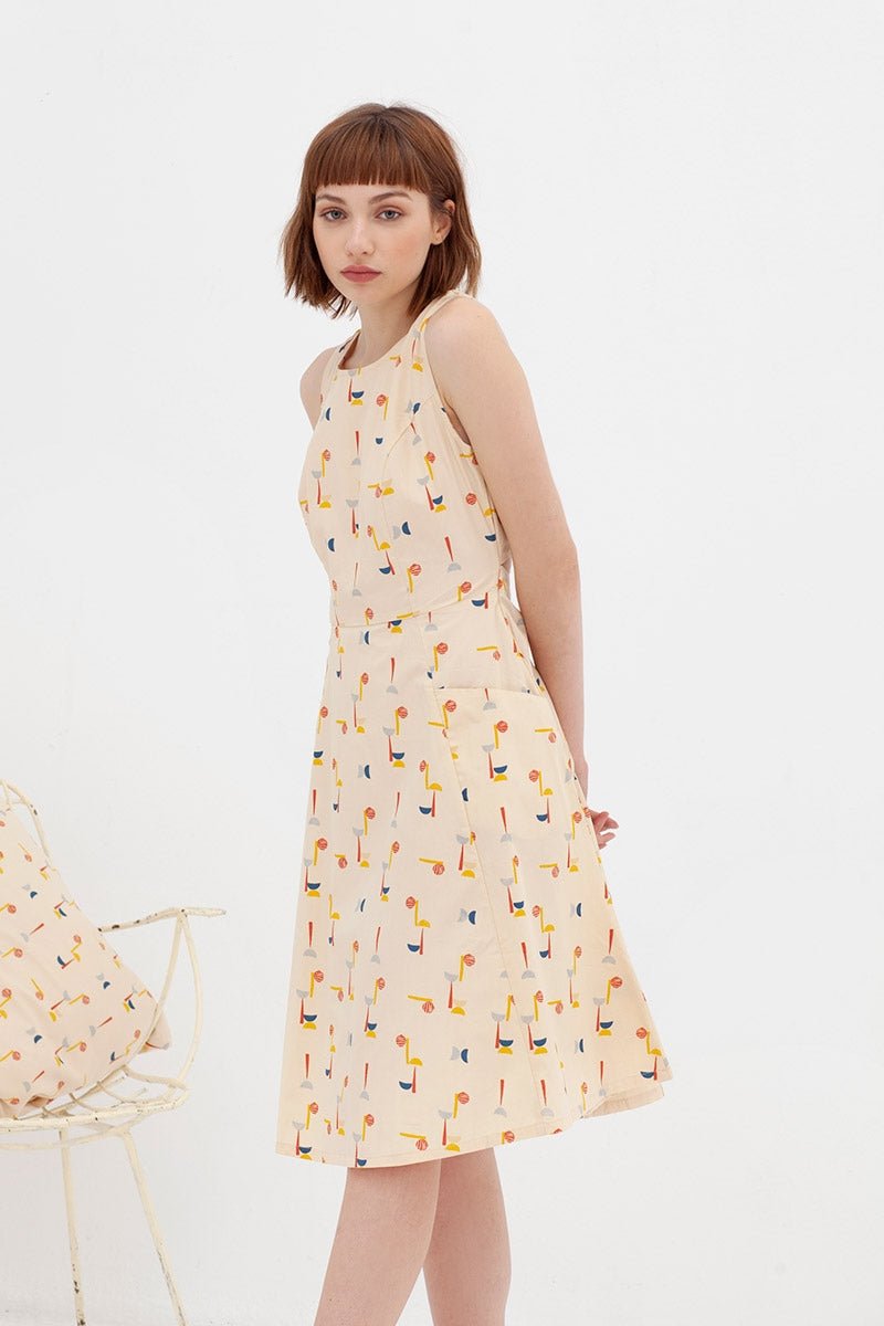 Vestido espalda cruzada teja Aitana abstract print - Imagen 2