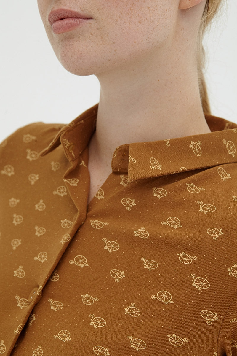 Vestido evasé camisero marrón Delphine - Imagen 2