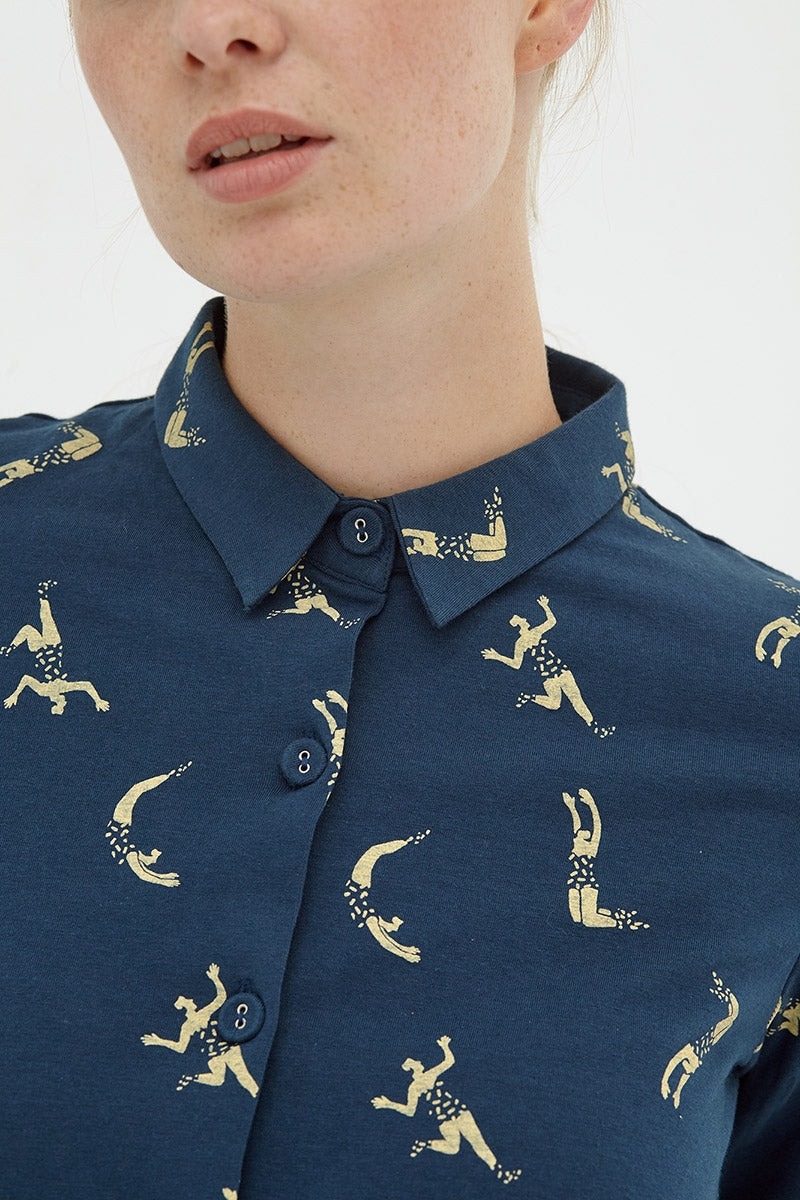 Vestido evasé camisero Navy Delphine - Imagen 2