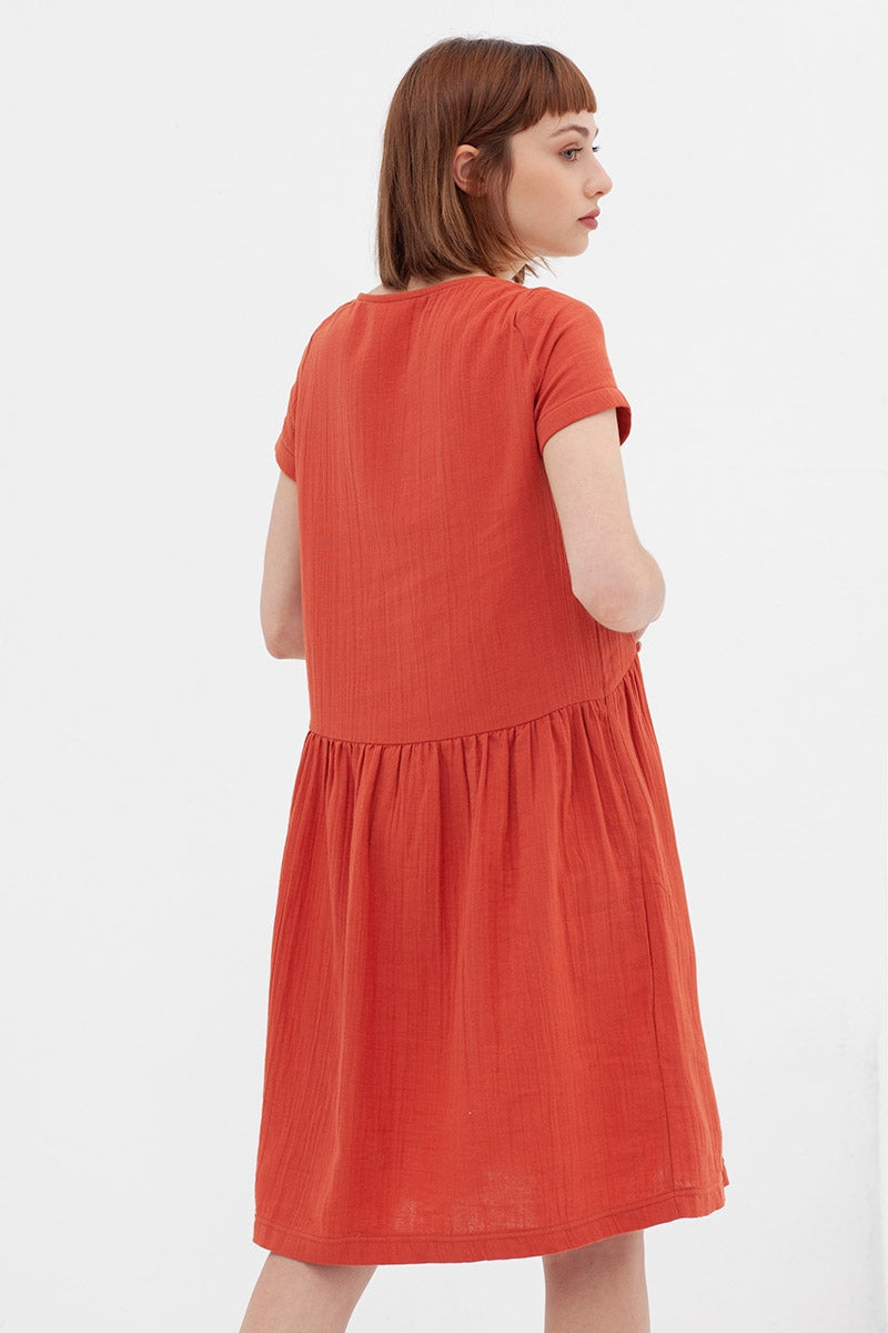 Vestido manga corta crudo Almudena