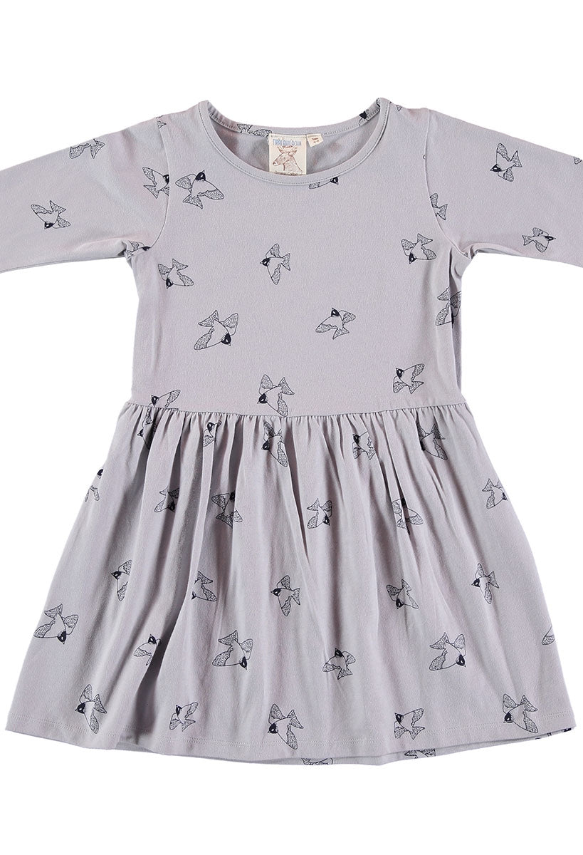 Vestido manga larga gris estampado