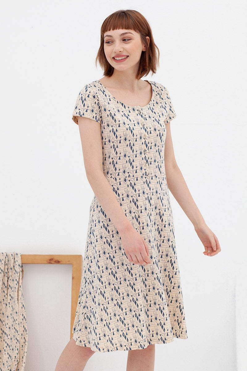 Vestido media capa ecru-blue Ara