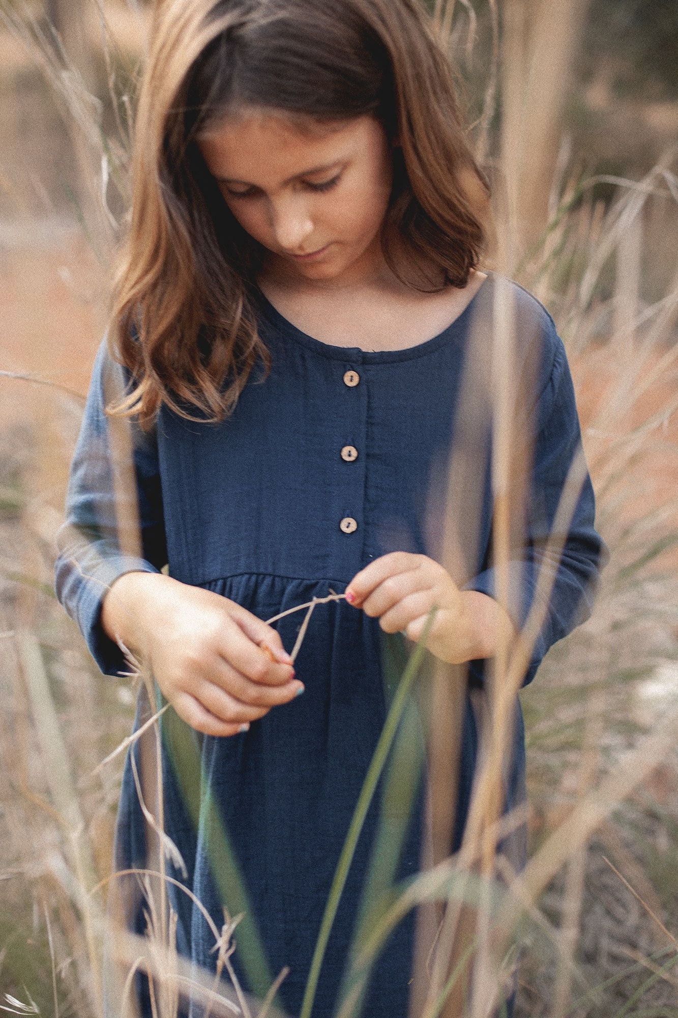 Vestido muselina basic azul marino - Imagen 2