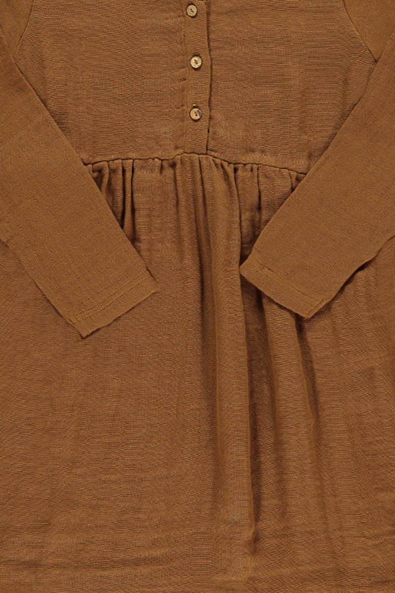 Vestido muselina basic marrón - Imagen 3