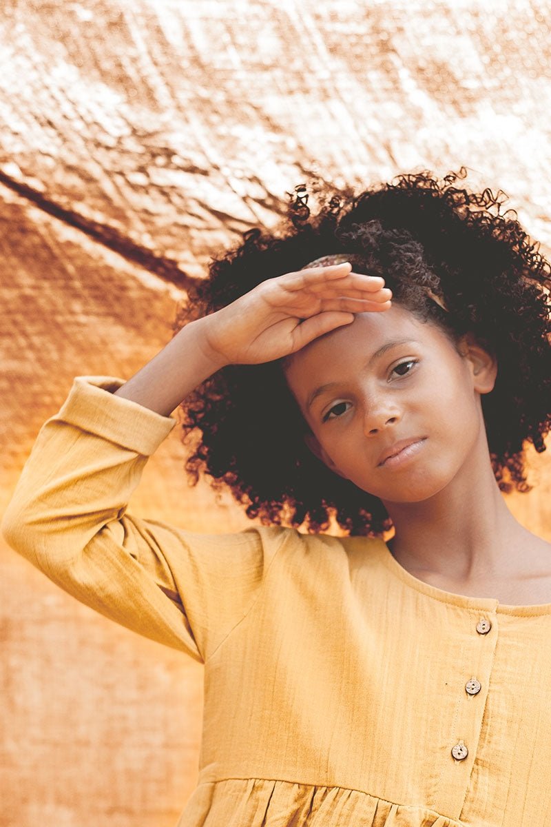 Vestido muselina basic mostaza - Imagen 2