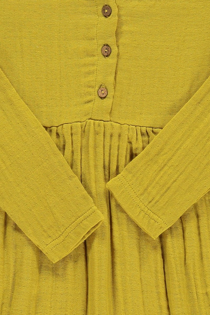 Vestido muselina basic mostaza - Imagen 3