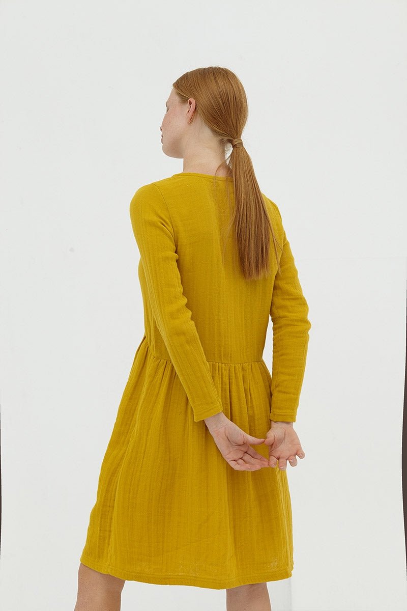 Vestido muselina mostaza Dalma