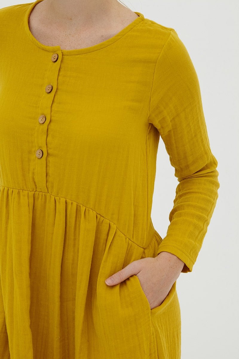 Vestido muselina mostaza Dalma - Imagen 3