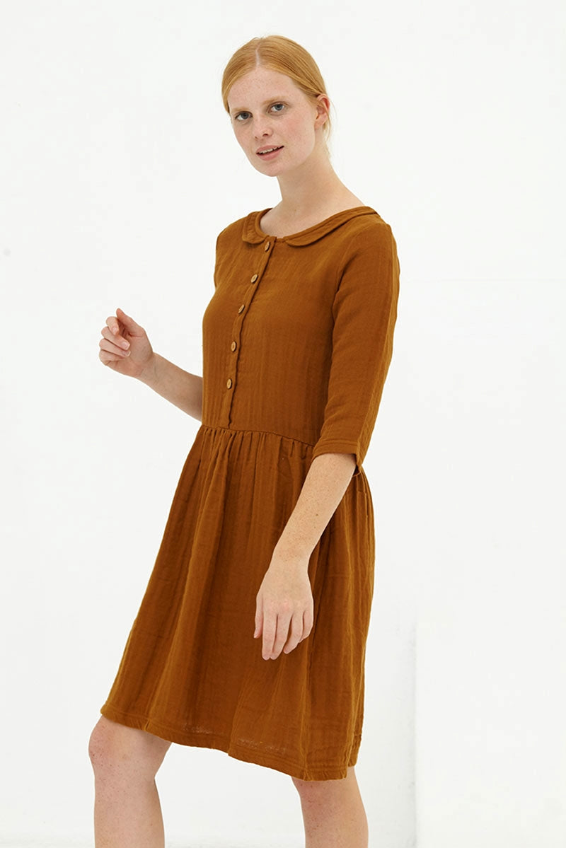 Vestido muselina reversible marrón Dorie