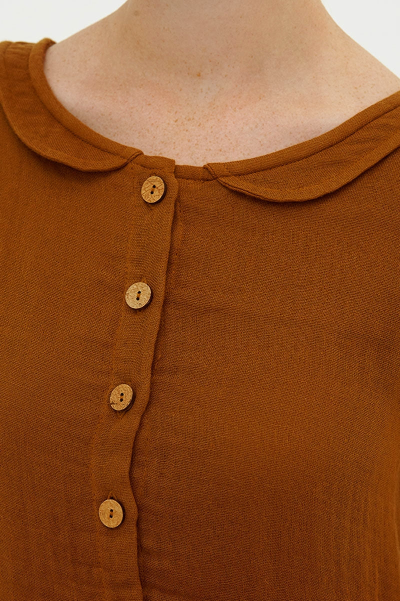 Vestido muselina reversible marrón Dorie - Imagen 3