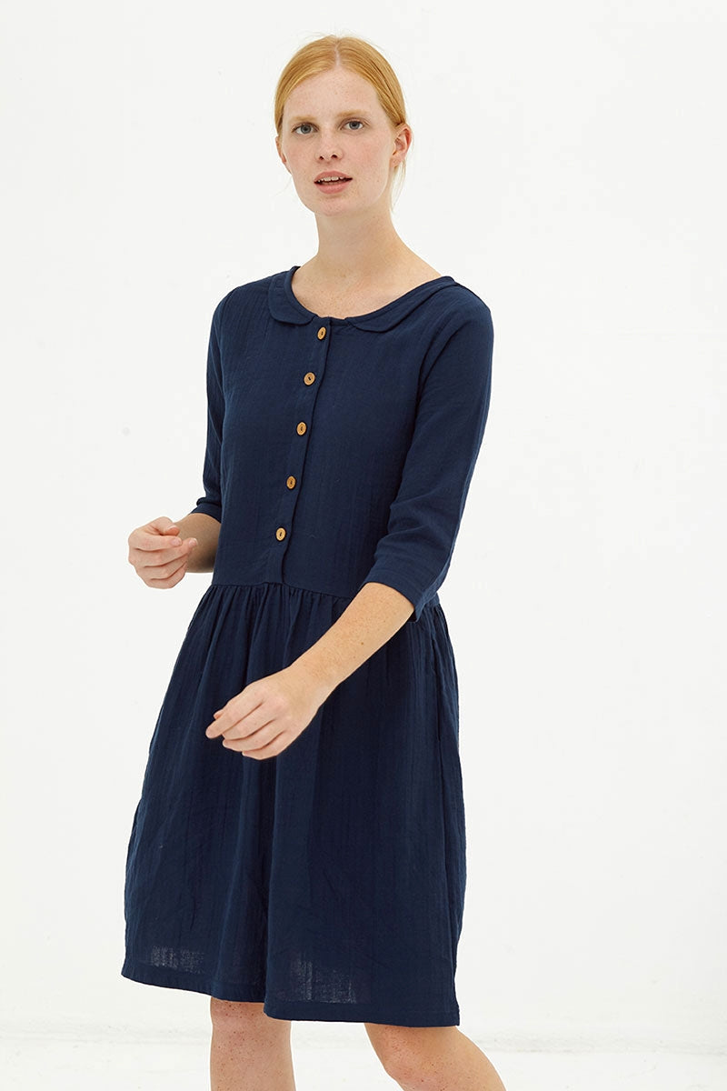 Vestido muselina reversible navy Dorie
