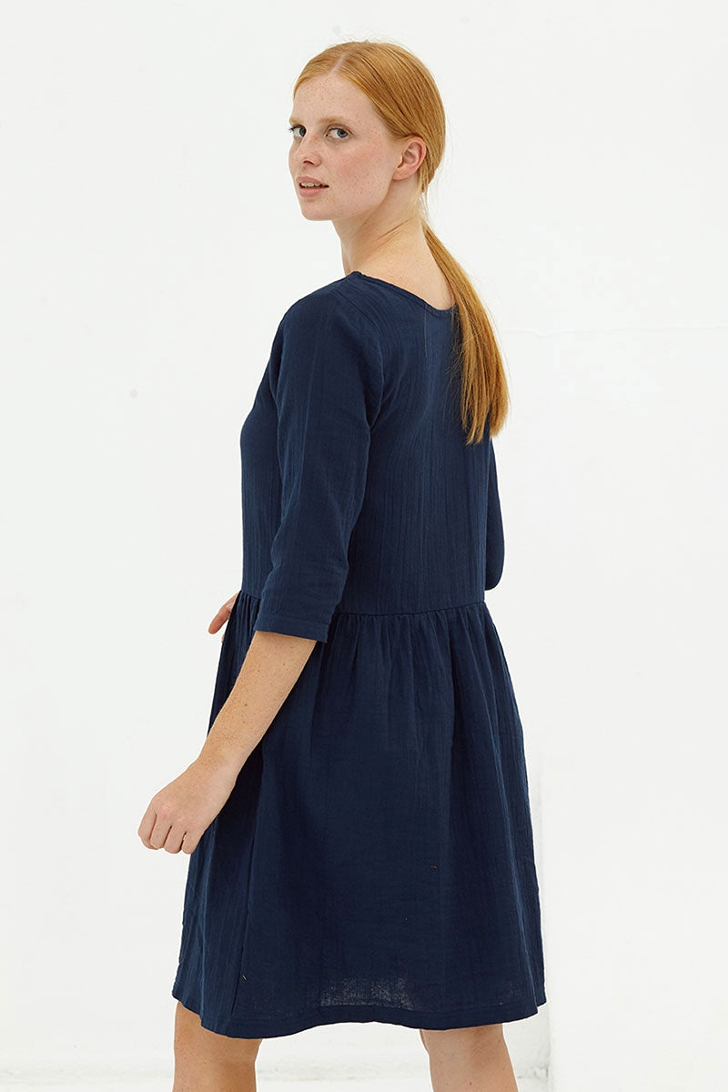 Vestido muselina reversible navy Dorie - Imagen 2