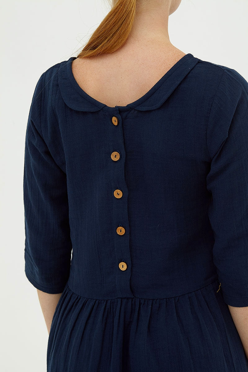 Vestido muselina reversible navy Dorie - Imagen 3