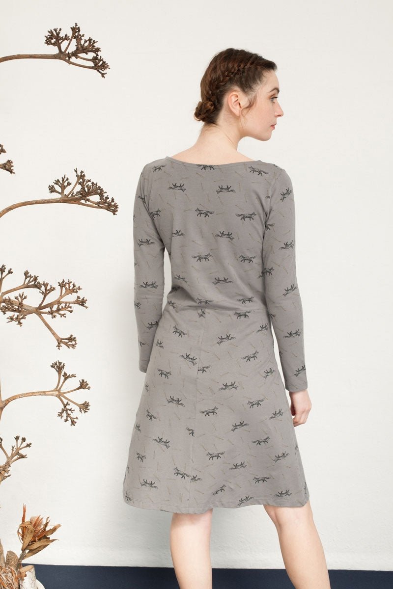 Vestido Nataly con tapeta estampado zorros. - Imagen 2